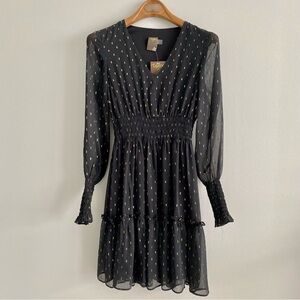 Taylor NWT Black & Gold Foil Dot Dress Size 2